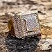 SHINY.U 14K Gold Plated Fully Iced out CZ Lab Simulated Diamond Drop Square Punky Ring for Men Hip Hop