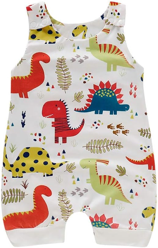DressLksnf Newborn Baby Kid Girl Boy Bodysuit Cartoon Dinosaur Printed Jumpsuit Round Neck Romper Vest Clothes Playsuit