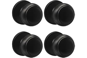 Probrico Black Half Dummy Door Knobs, Round Non-Turning Inactive Door Knobs Handles for Closet French Door,4 Pack