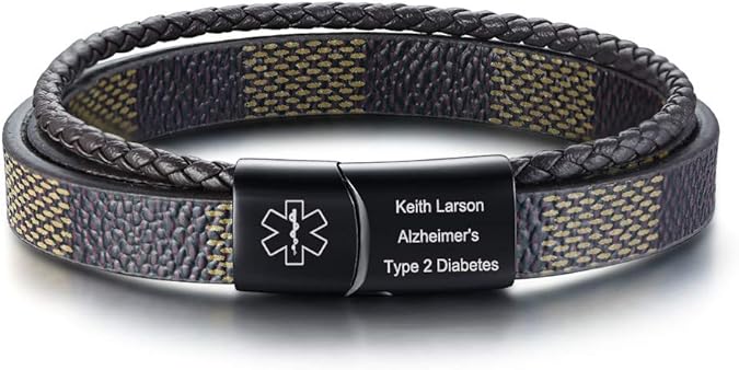 Medizinischer Notfall Armreif Edelstahl - Personalisierte Gravur Mit Notfallkarte - Für Diabetes & Allergien