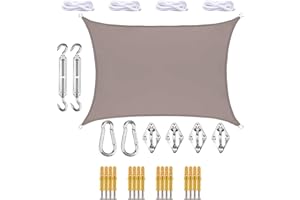 LJWDYS Rectangular Sun Shade Sail, Heavy Duty 160GSM Waterproof UV Protection for Garden Pool Camping Outdoor(Taupe,9'1" x 16