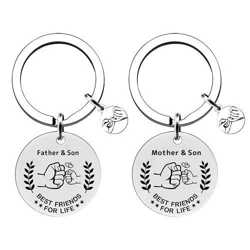CQQNIU 2 Pieces Parent-Child Theme Keychains, Stainless Steel Engraved Keychains, Creative Keychains, Gift Keychains