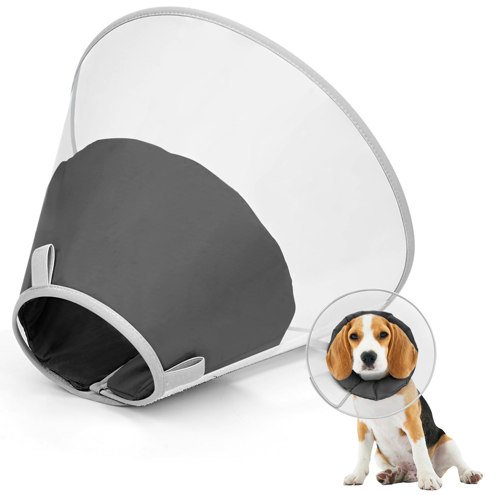 Photo 1 of Dog Cone Collar for Recovery: Soft Elizabethan Collar Alternative to Stop Licking, Adjustable Pet Cone for Large, Medium, Small Dogs, for Surgery, Spay, Injury, Skin Treatment (Matte Black, L)