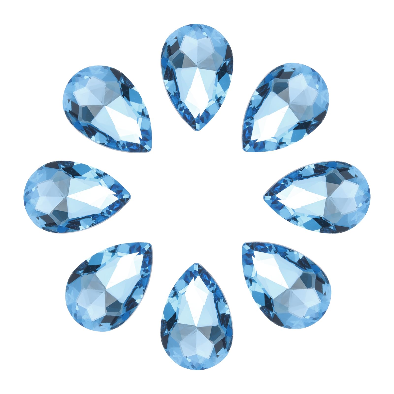 Photo 1 of MECCANIXITY 8Pcs 18 x 25mm Teardrop Rhinestones Glass Pointed Back Rhinestone Beads Gems for Jewelry Making Costume Crystal Embellishments Crafts,Lake Blue