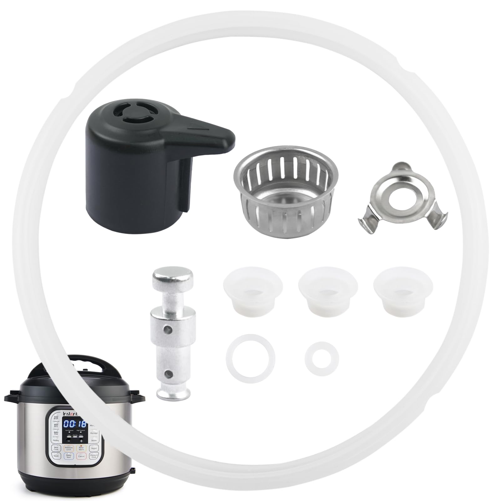 Photo 1 of 10 PCS Instantpot Replacement Parts for Duo 5, 6 Qt and Duo Plus 6 Quart, Include Sealing Ring Steam Release Valve Float Valve Anti-Block Shield Anti-blocking Shroud Bracket