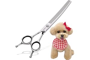 FOGOSP Left Handed Curved Thinning Shears 7 in Professional Left Pet Grooming Scissors for Groomer