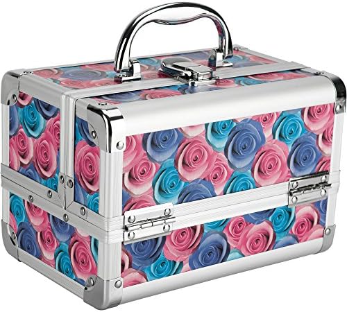 JustCase Giacinto Gallina Mini Makeup Cosmetic Train Case Organizer Storage with Mirror, Multi-Color, 3 Pound