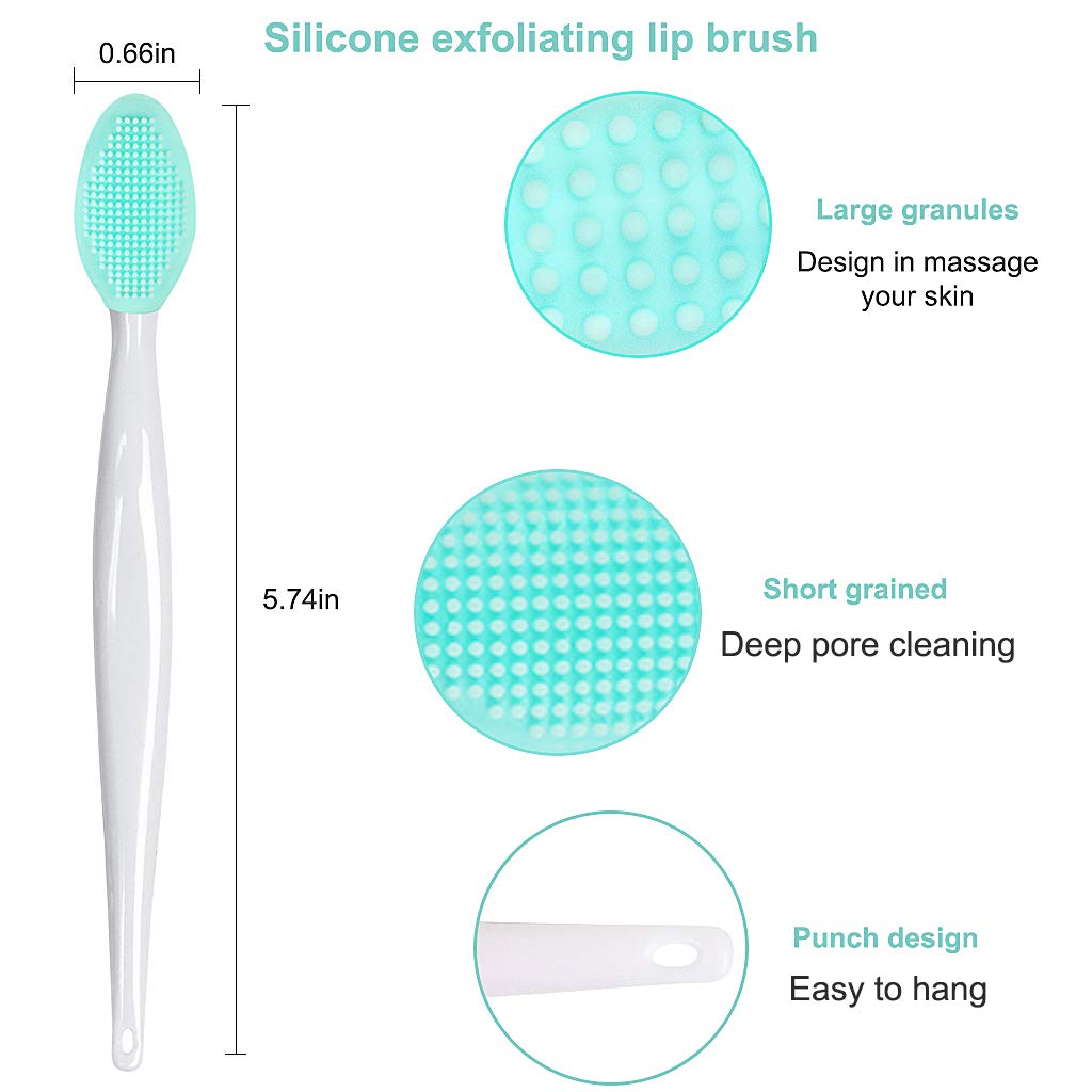 Ewinever Facial Cleansing Brush, Silicone Face Scrubber + Lip Scrubber Brush Exfoliating Brush For Sensitive Delicate Dry Skin (Set of 4PCS): Beauty