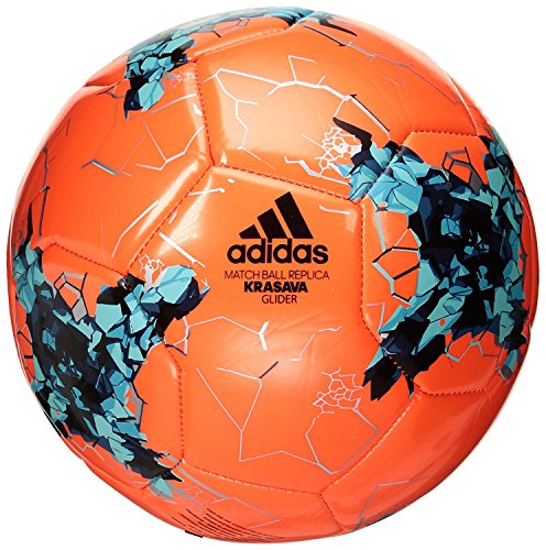 adidas Performance Confederations Cup Glider Soccer Ball, Solar Orange/Green/Energy Blue, Size 4