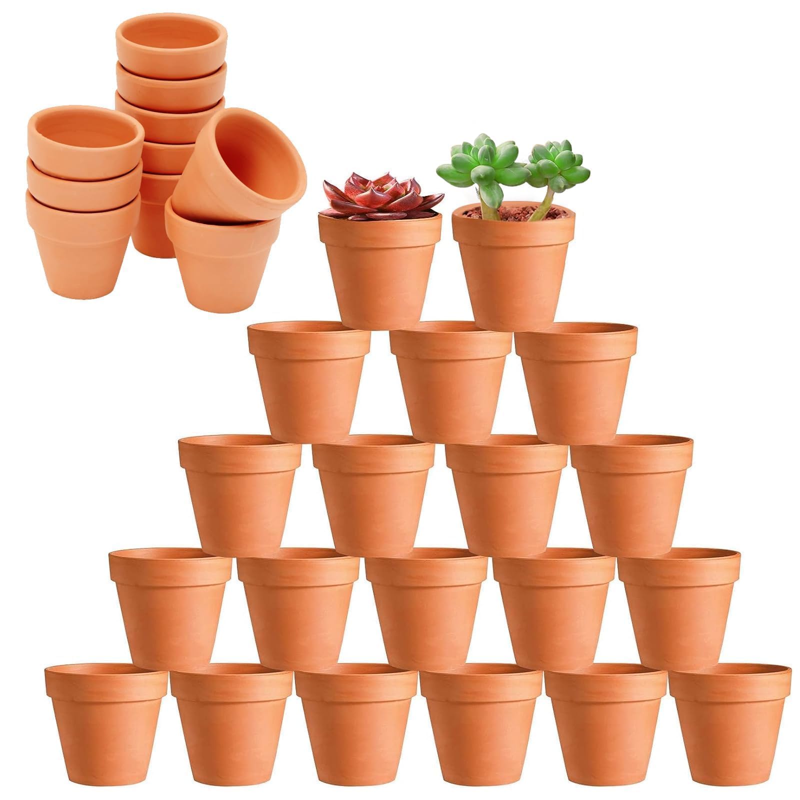 HDKAJL 40Pcs Small Terracotta Plant Pots, 4.8cm Mini Flower Pots,Small Ceramic Plant Pots with Drain Hole, Tiny Terracotta Pots for Cactus Succulent House Plants Flowers DIY Home Office Indoor Outdoor