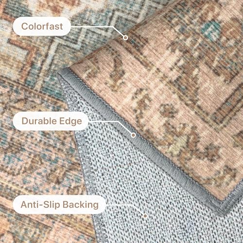 BEIMO Vintage Salon Rug, Room Rugs, Essential Living Room Rug, Non-Slip Washable, Large Persian Rugs for Living Room, Red Brick Color, 200 x 290 cm