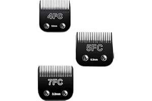VALLNEI Detachable Pet Dog Clipper Blades,Compatible with Oster A5, Wahl KM Series Clippers,Made of Ceramic,Black,3 Pack (4FC 5FC 7FC)