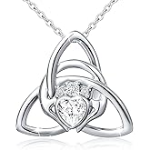 FLYOW 925 Sterling Silver Good Luck Irish Jewelry Celtic Knot Pendant Necklace for Women Birthday Graduation Gift