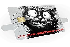 It’s Fine I’m Fine Everything is Fine Cat Credit Card Skin – Funny Frazzled Cat Design – 3-Pack of Durable Vinyl Stickers – P