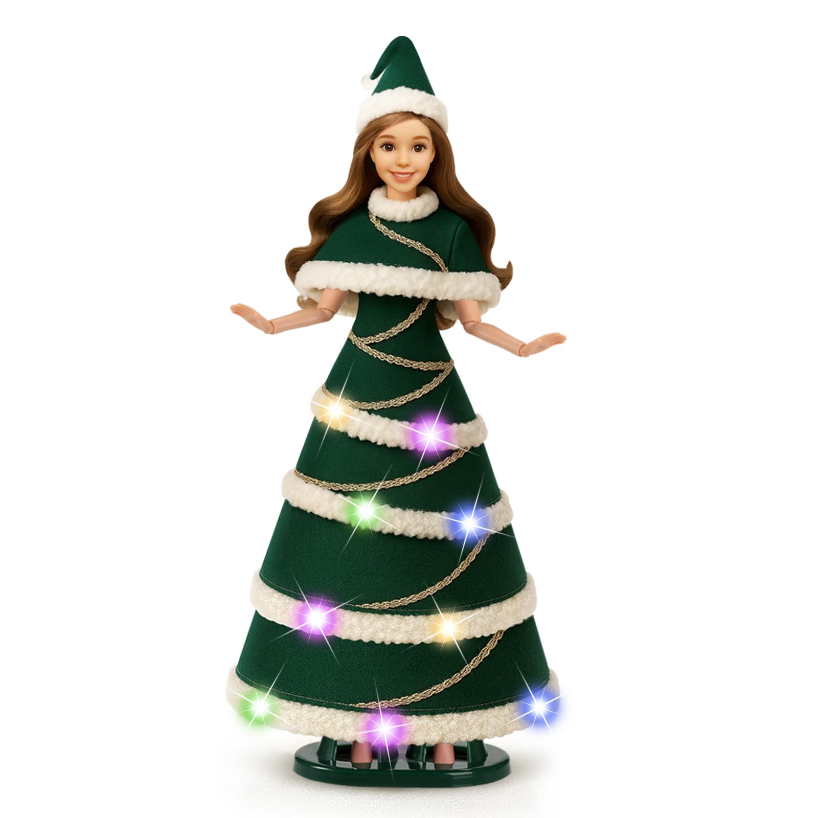 Photo 1 of 11.5-Inch Light-Up Decorative Doll with LED Dress,3 Lighting Modes (Slow Flash, Fast Flash, Steady On),Display Stand Included – A Magical Gift for Girls