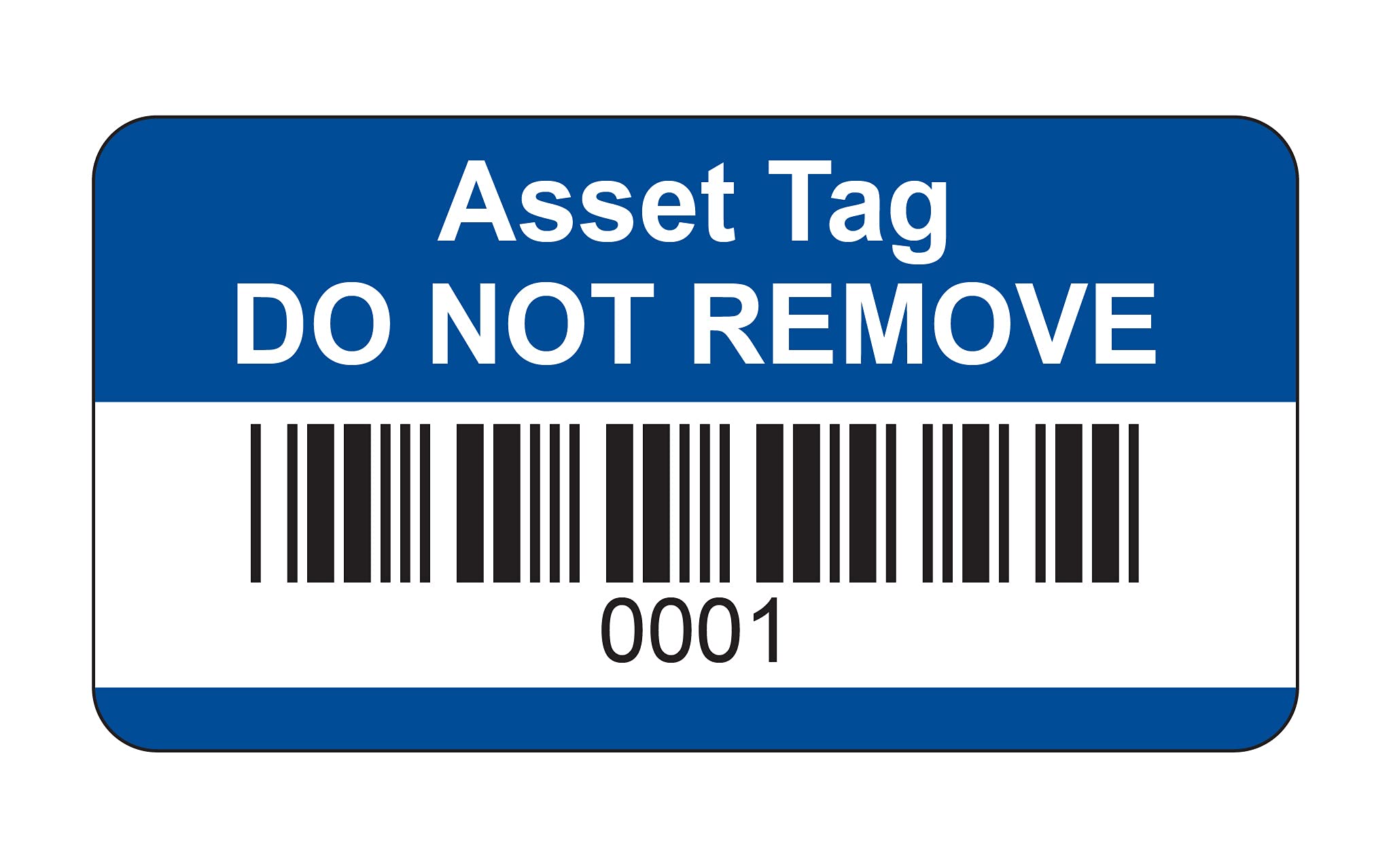 Blue Asset Tag Labels - Barcoded and Numbered 1 to 500 - 38mm x 20mm Permanent Synthetic PP Labels - Price per Pack of 500