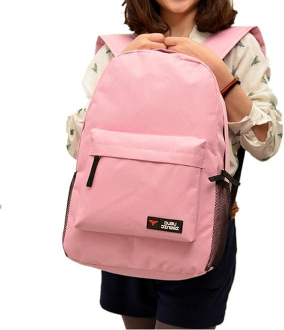 Amazon Co Jp ノーブランド品 男女リュックザック 18色リュック 通学 登山 ザック レディースリュック メンズリュック フリーサイズ ピンク 服 ファッション小物