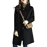 ebossy Women's Winter Warm Lapel Single Breasted Wool Peacoat Classic Long Woolen Overcoat with Pockets