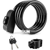 ROCKBROS Bike Cable Lock 3.6ft Keys Mount 11.43mm Thickness Steel | Anti-Theft, One-Touch Quick Lock, for Ebike Scooter Motorcycle