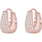 Reffeer Solid 925 Sterling Silver CZ Hoop Earrings for Women Teens Chunky Thick Hoop Earrings CZ Teardrop Hoop Earrings