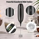 KOOSREEL Milk Frother Handheld Battery Powered Milk Frother Whisk Black view 3