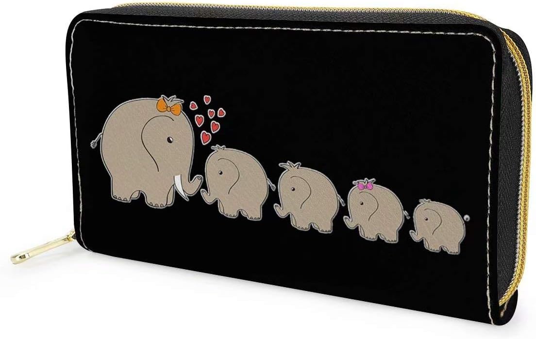 chaqlin PU Leather Long Zipper Wallets Elephant Family Pattern Ladies Purse Female Gift, Elephant Family-1, One_size - Image 5