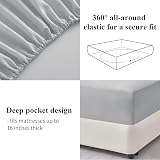 Aisbo King Size Fitted Sheet Grey Extra Deep Pocket 16inch Microfiber view 4