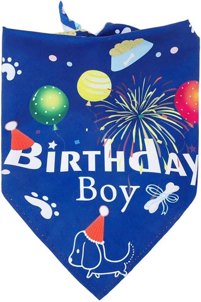 BIPY Dog 1st Birthday Hat Bandana Banner Set for Boys Small Medium Pets Blue Headdress Costumes Grooming Supplies for Party Celebration Decoration - Image 3