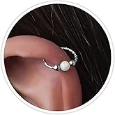 JOLIZ White Opal Cartilage Earrings for Women – 20 Gauge 925 Sterling Silver Huggie Hoop with 8mm Diameter and 3mm White Opal, Hypoallergenic Earrings, Helix Piercing Jewelry for Comfortable Wear