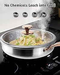 Bakpoco Tri-Ply Stainless Steel Pan with Lid, 12
