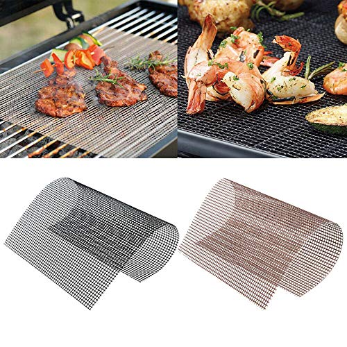 BBQ Grill Mesh Mat-Set of 5 Non-Stick Reusable Heavy Duty 13x15.75 Inch Heat Resistant Pad-Easy to Clean PTFE coated fiberglass Silicone Free FDA Approved-Suitable for Ovens and Outdoor Grills(Black) - Thumbnail 5