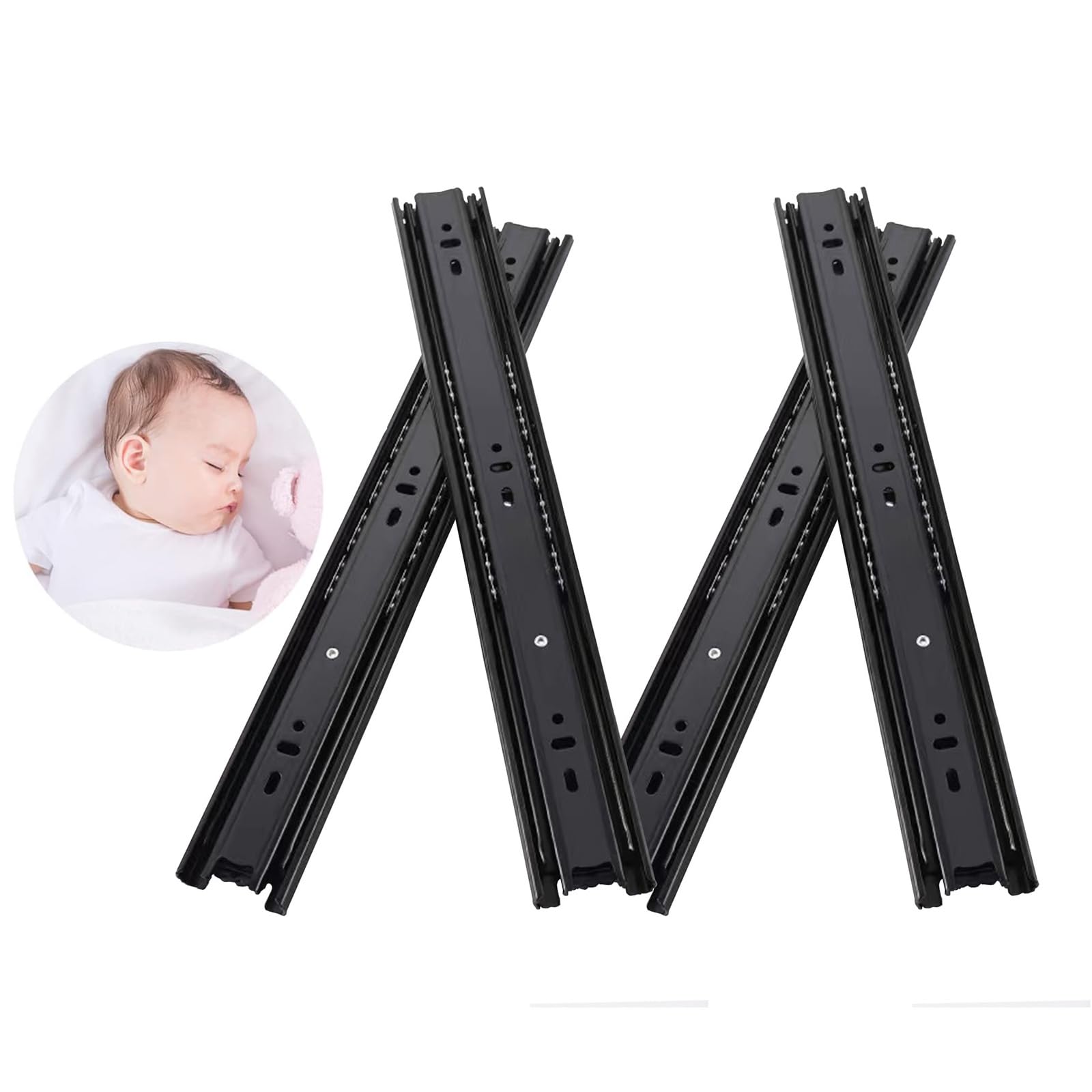 2 Pairs Full Extension Drawer Runner, 14”(350mm) Cabinet Drawer Slide,Heavy Duty 100lb Load Capacity Side Mount Ball Bearing Kitchen Cabinet Slides Replacement Rails Guide Glides