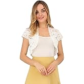 Allegra K Women's Lace Cardigan Open Front Elegant Short Sleeve Sheer Floral Cropped Bolero Lace Shrug Top