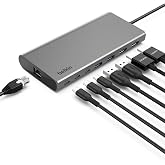Belkin USB-C Hub 8 in 1 Dual Display | Dual monitor support for MacBook, Windows laptop, and Chromebook, expands USB-C connectivity for home office