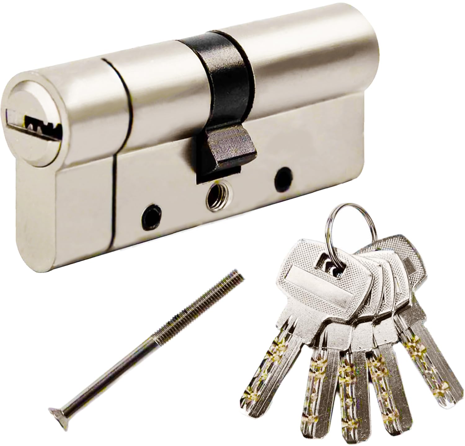 SEPOX® 80mm(40/40) Anti-Snap Euro Door Lock Cylinder, High Security 6 Pin, Brass Body Stainless Steel Bar Enforced Anti-Drill Anti-Pick,Anti-Bump Door Barrel with 5 Keys