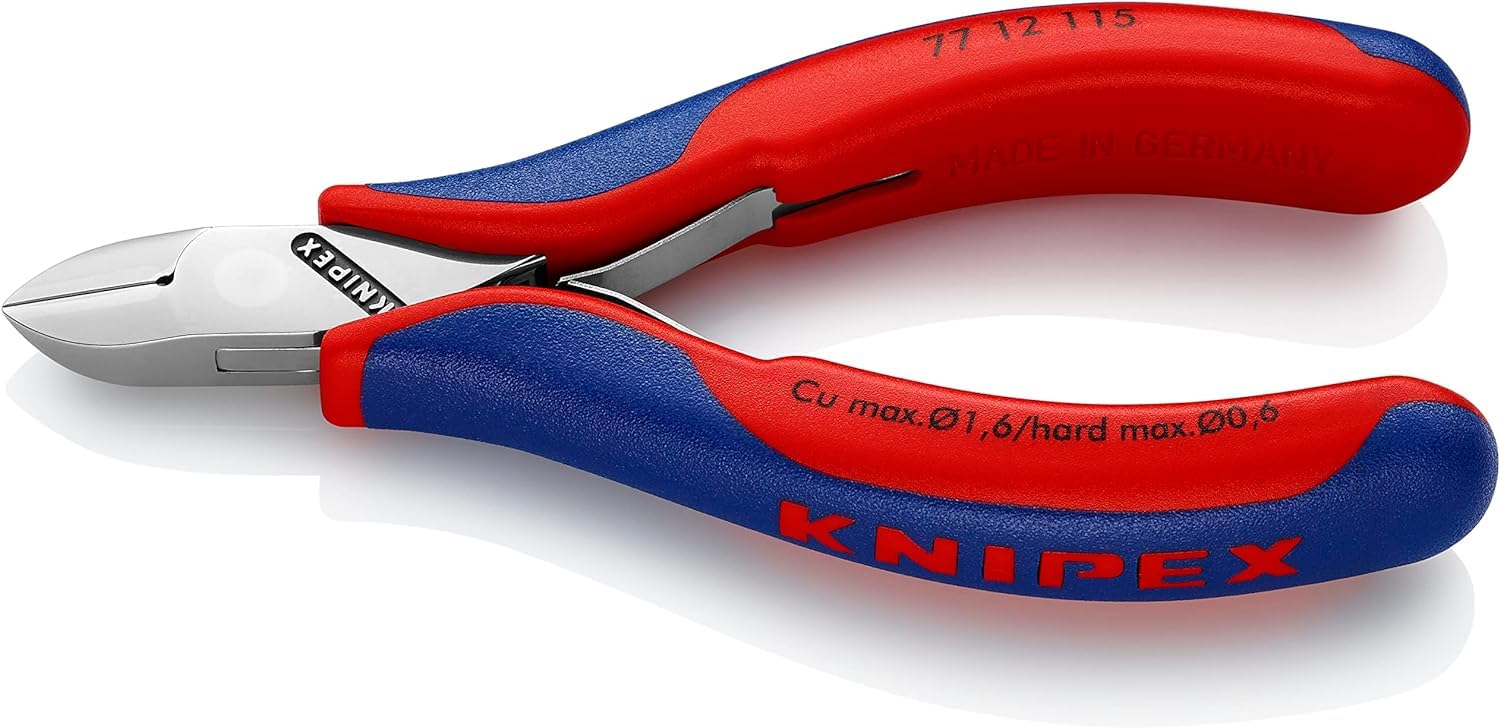 KNIPEX Electronics Diagonal Cutter with Box Joint with Multi-Component Handles 115 mm, 77 12 115
