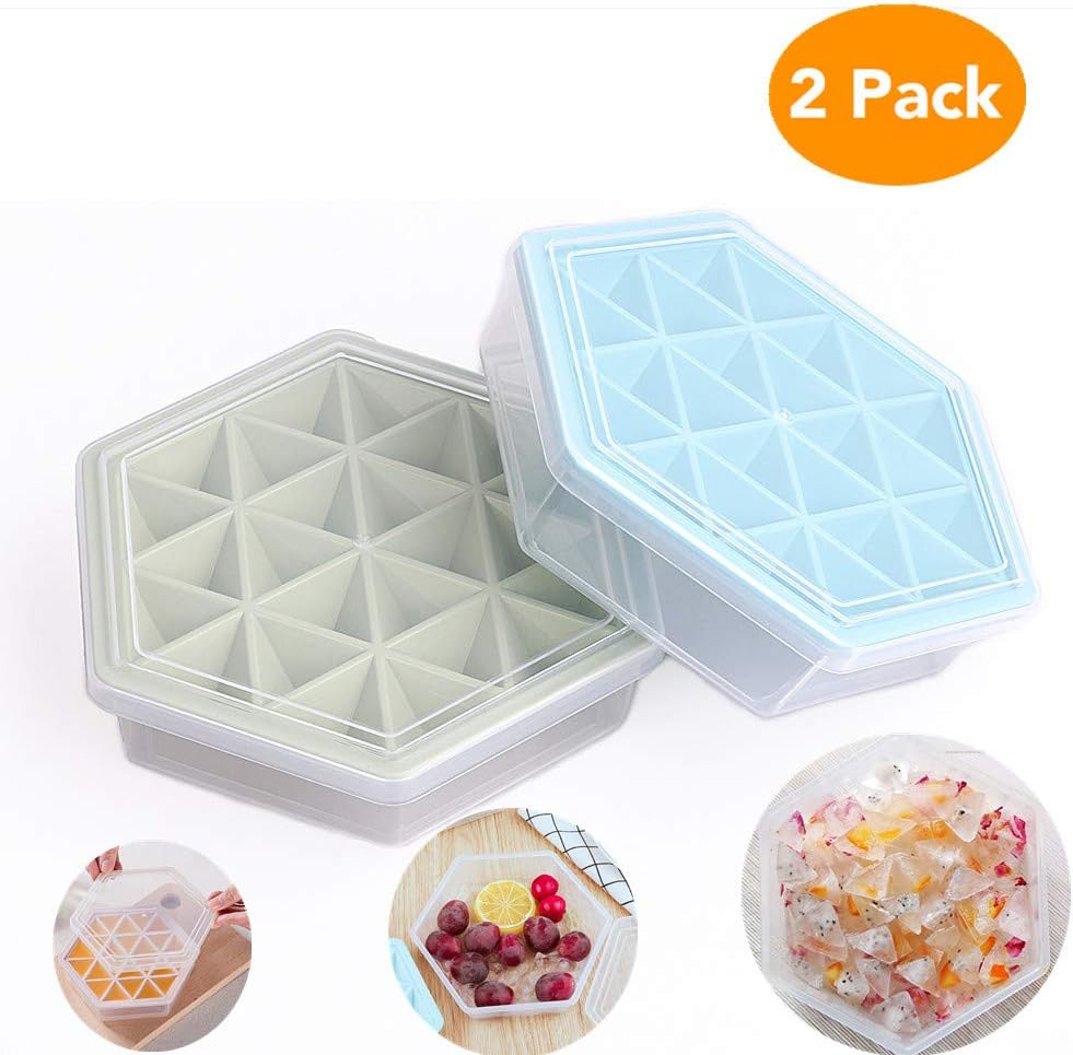 Choppie Ice Cube Trays with Lids, Plastic and Flexible 24 Cubes Ice Trays BPA Free, Easy Release Ice Cube Tray for Whiskey with No Spill Removable Lid, Stackable and Food Grade Ice Cube Trays 2 Pack