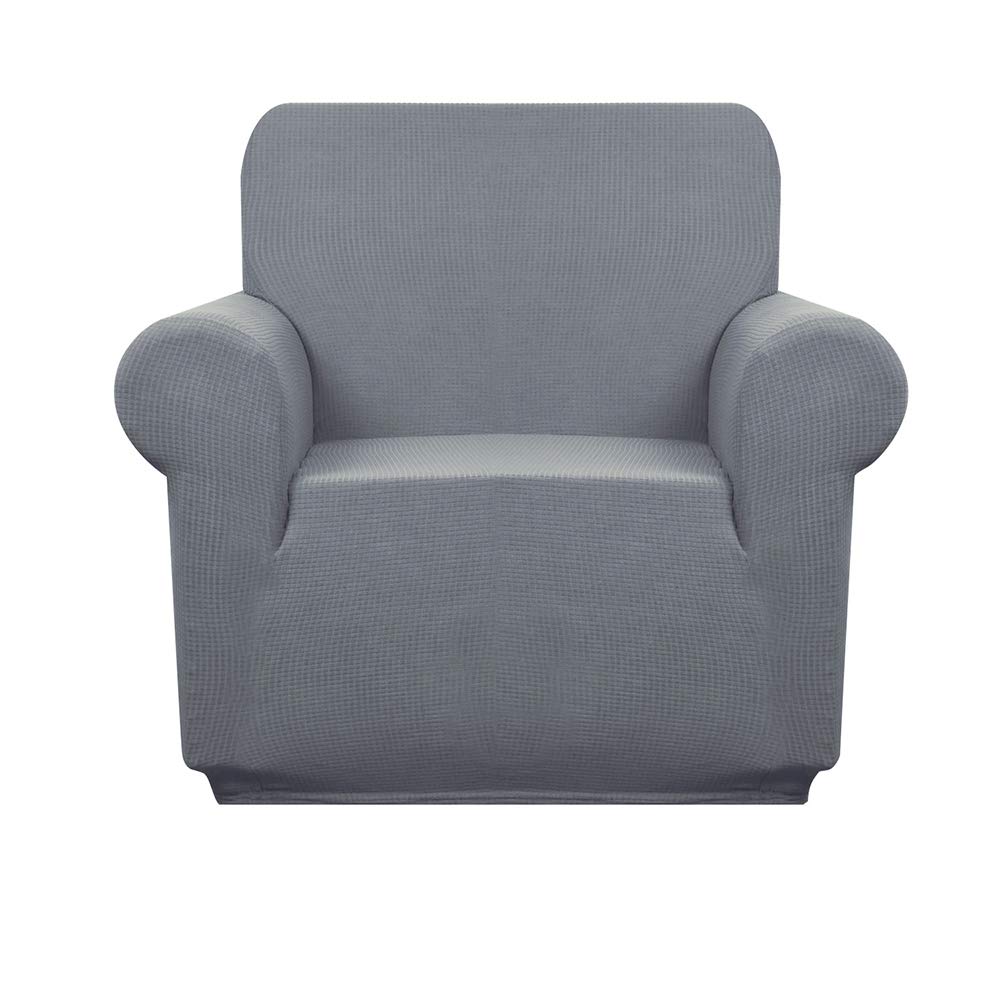 Granbest Premuim Water Repellent Armchair Covers 1 Piece Stretch Chair Slipcover for Living Room Non Slip Chair Protector Jacquard Sofa Cover 1 Seater Chair Covers (1 Seater, Light Grey)