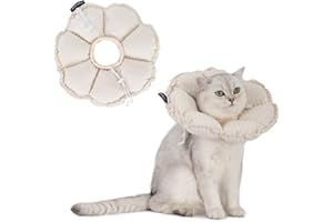 H HIDREAM Soft Cat Cone Collar， Cute Adjustable Cat Recovery Collar，Elizabethan e Collar That can Protect Head and Foot Wounds，Egg White All-Season Style