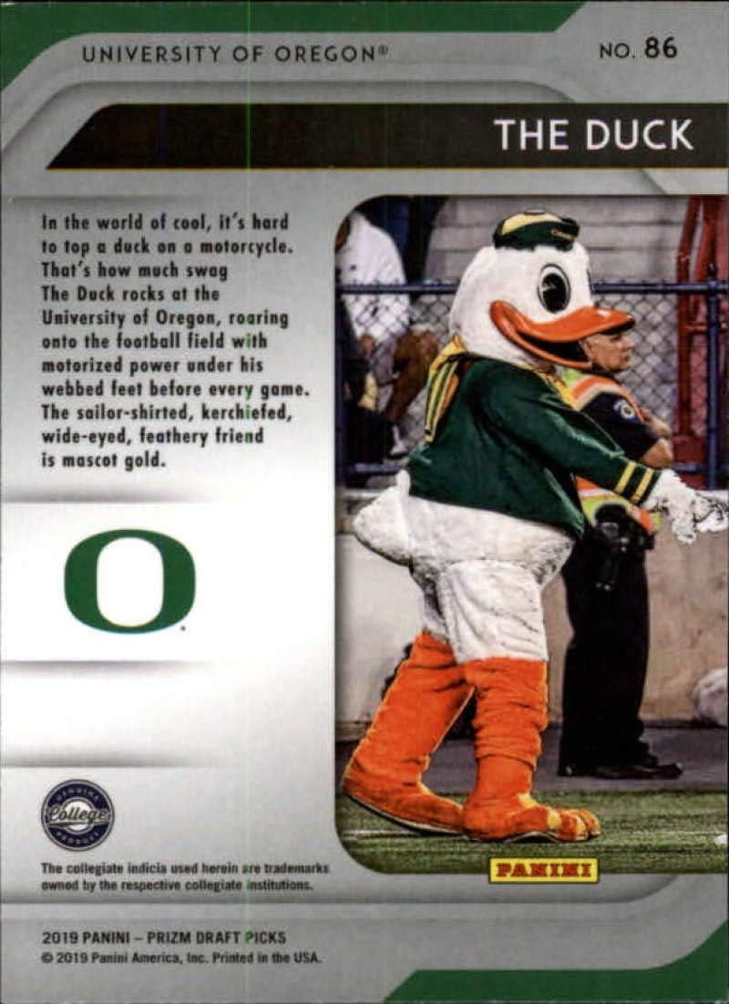 2019 Panini Prizm Draft Picks 86 The Duck Oregon Ducks Mascot Football