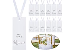 UNICRAFTALE 24Pcs Reserveds Chair Signs with Ribbon Wedding Reserved Signs White Paper Reserved Seating Decorations for Weddi
