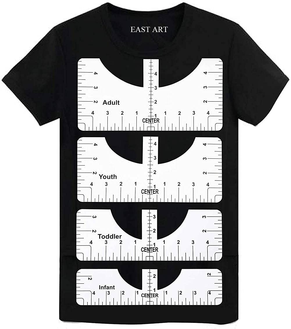 Thick 4 Pack Tshirt Ruler Guide, T Shirt Alignment Tools to Center Designs, HTV Vinyl and Heat Press Craft for Adult Youth Toddler Infant (White)