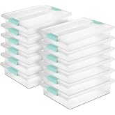 Sterilite Clip Box, Stackable Clear Plastic Bins- Large, 12-Pack | Storage Containers with Latching Lids for Writing, Arts or Crafts Supplies - Home, Office, Classroom &amp; Workshop Organization