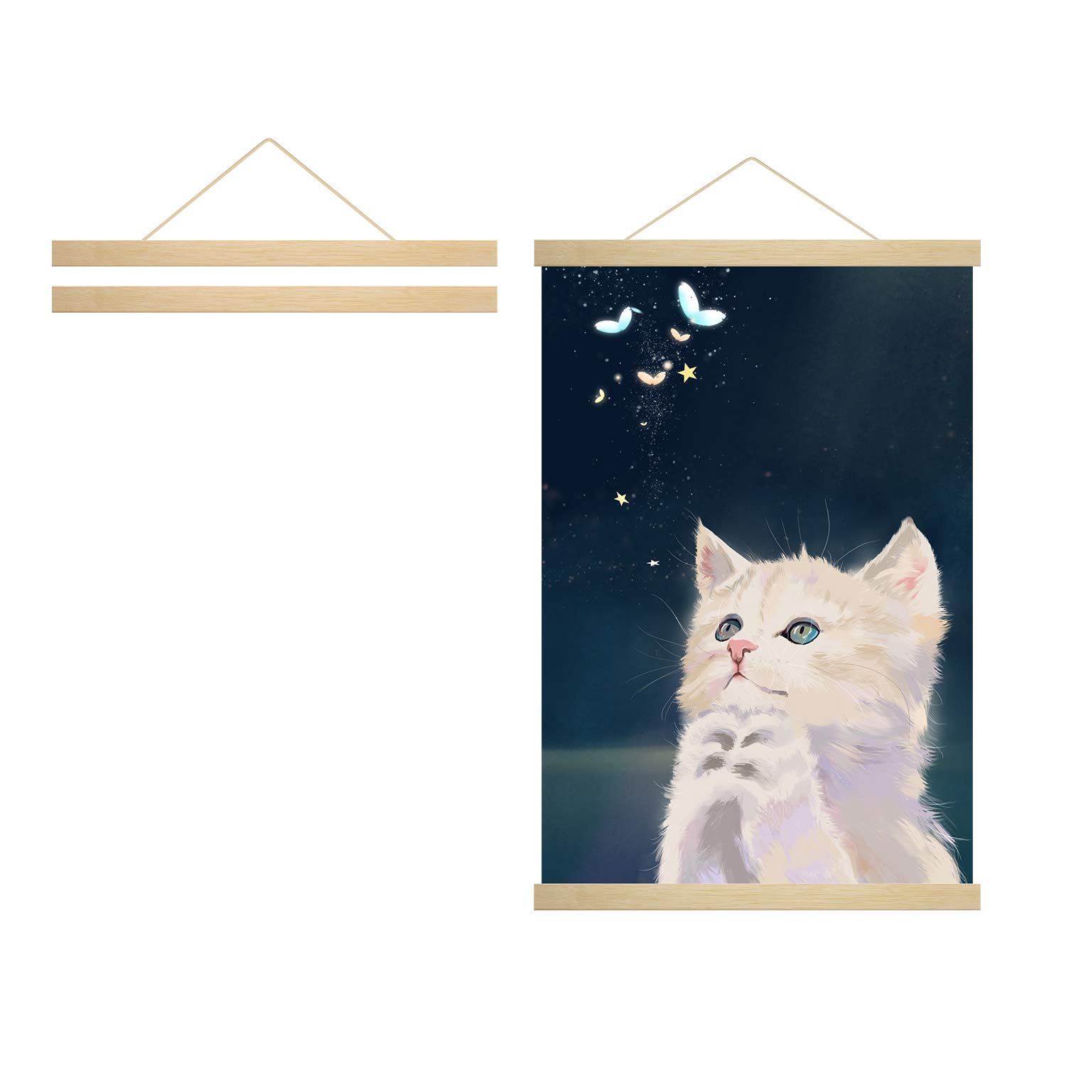 Radezon A2 Magnetic Wooden Poster Hangers, Light Wood Frame Hanger, Magnet Picture Hanging for 42x59 42x30 Canvas (17"/ 43cm, White)