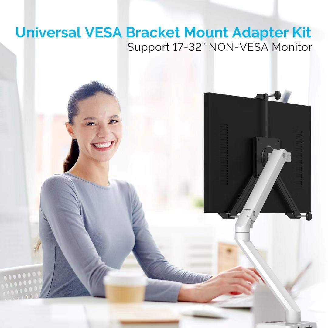 Universal VESA Mount Bracket Adapter Kit for Non VESA Monitor Screens, Fit Most 17 to 32 Inch LCD LED OLED Flat and Curve Monitor VESA 100x100, Fast Installation in 3 Min.