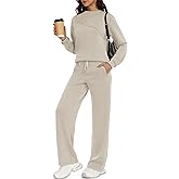 Casly Lamiit Women's 2 Piece Lounge Set Trendy Casual Outfits Boat Neck Sweatshirt Wide Leg Sweatpants Travel Tracksuit Sets