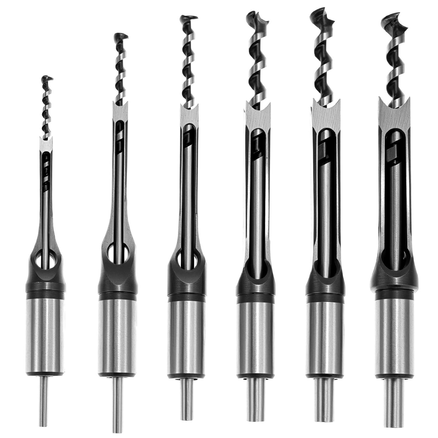 QWORK® Woodworker square drill bit set, 6 Pieces, 1/4", 5/16", 3/8", 1/2", 9/16", 5/8"