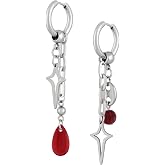 Sacina Teardrop Spike Star Hoop Earrings, Gothic Grunge Emo Punk Y2k Earrings, Goth Jewelry, Christmas Jewelry Gift for Women