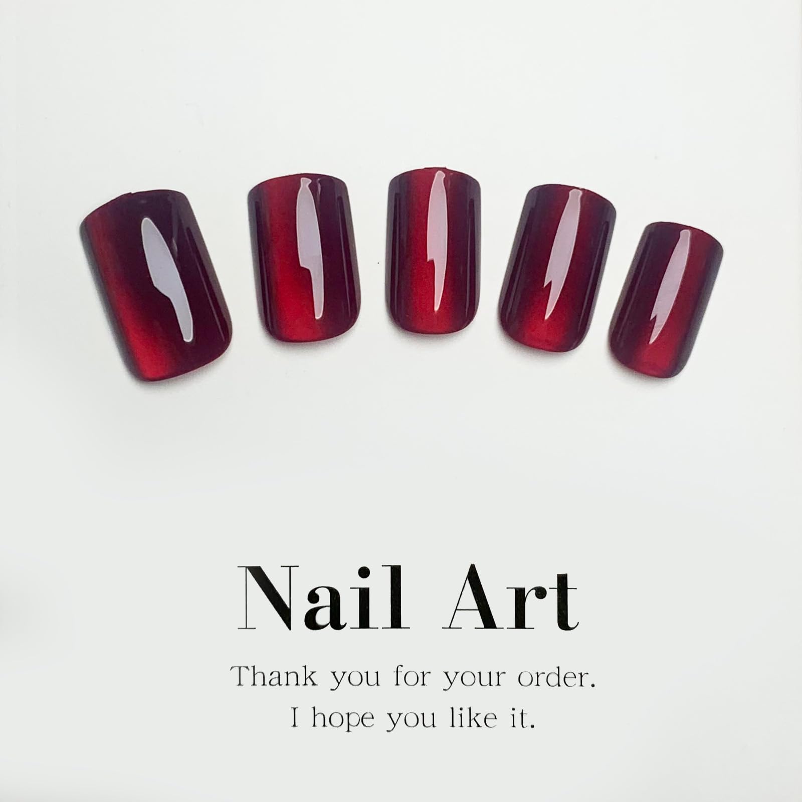 Wine Red Press on Nails Short Square Acrylic Nails Ombre Glitter Fake Nails Glossy Full Cover Glue on Nails Red Nails Press ons for Shiny Nails Manicure for Women 24Pcs - Image 2