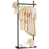 ENUMAIL Coat Racks Freestanding with Natural Rock Base,68.9in,Black,Large | Garment Racks with Anti Slip Knots for Outerwear,Clothes Stands with Strong Load-Bearing,Metal Clothing Trees for Hats